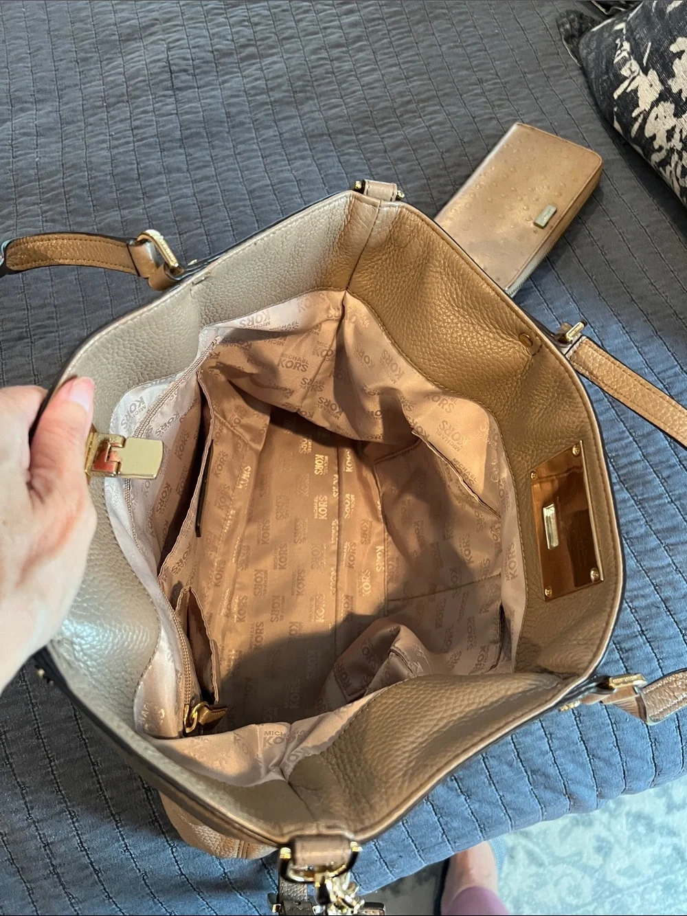 Michael Kors Taupe leather Tote with Gold Hardware -